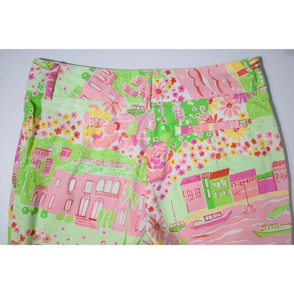 VTG Y2K Lilly Pulitzer White Label Palm Beach Liza Capri Straight Pants 0 - Picture 9 of 13